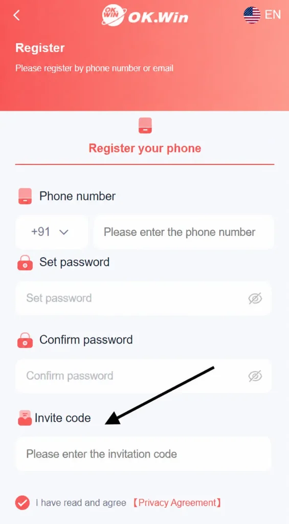 Enter the invite code
