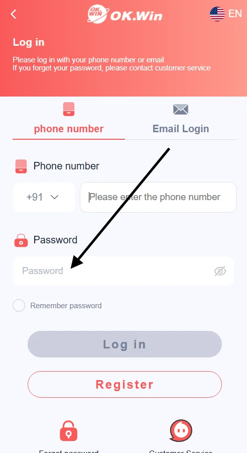 fill in the password