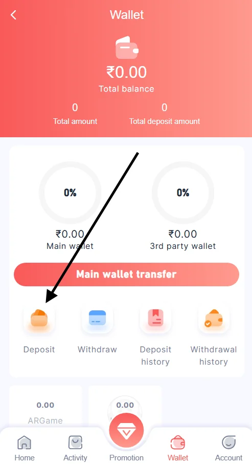 go to the deposit option